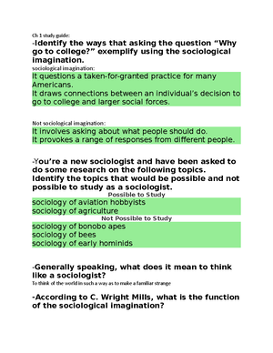 SOC150 - Outline - Chapter 1 - Sociology And The Real World What Is ...