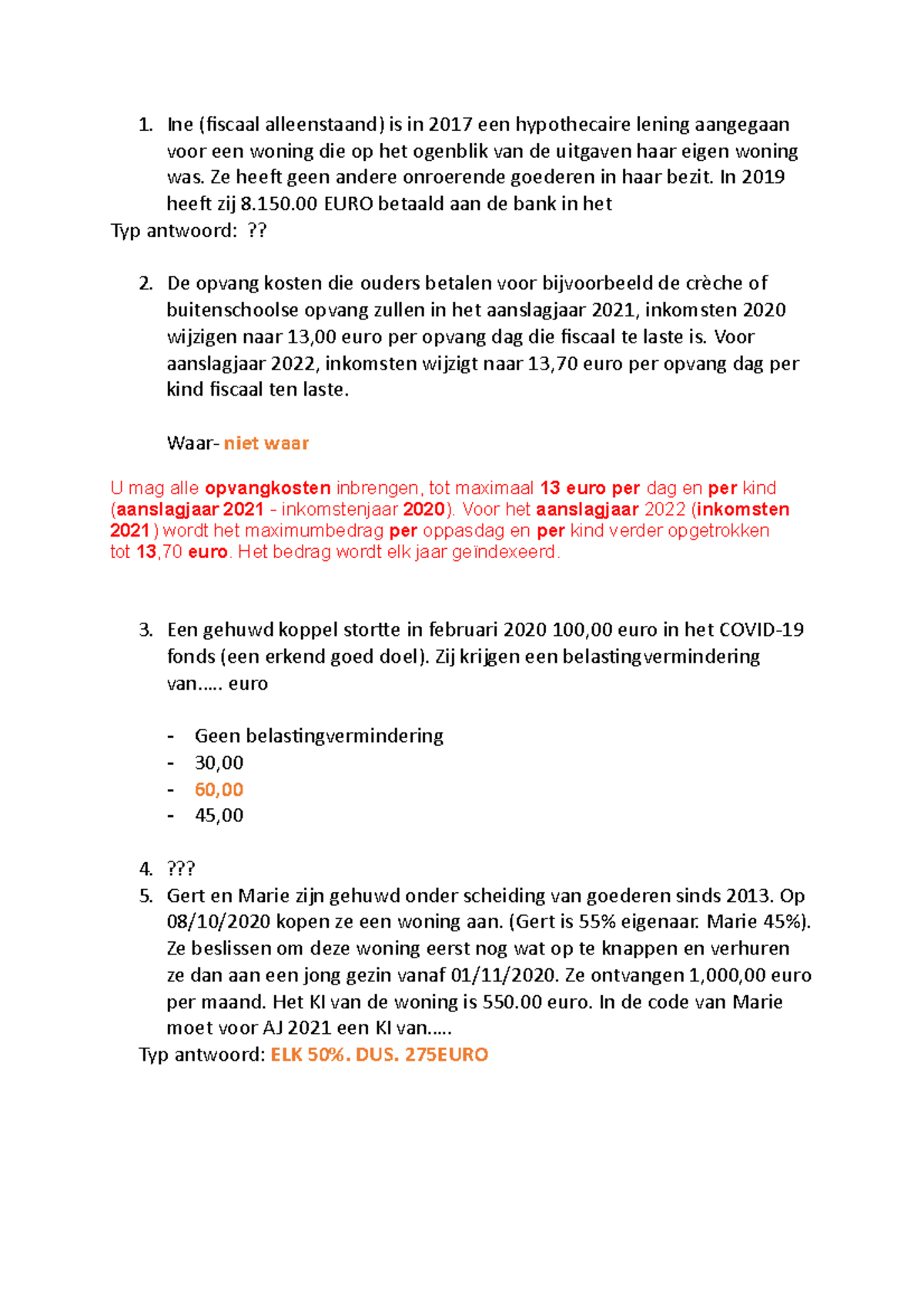 Fiscaliteit vragen Engels 2 Arteveldehogeschool StuDocu