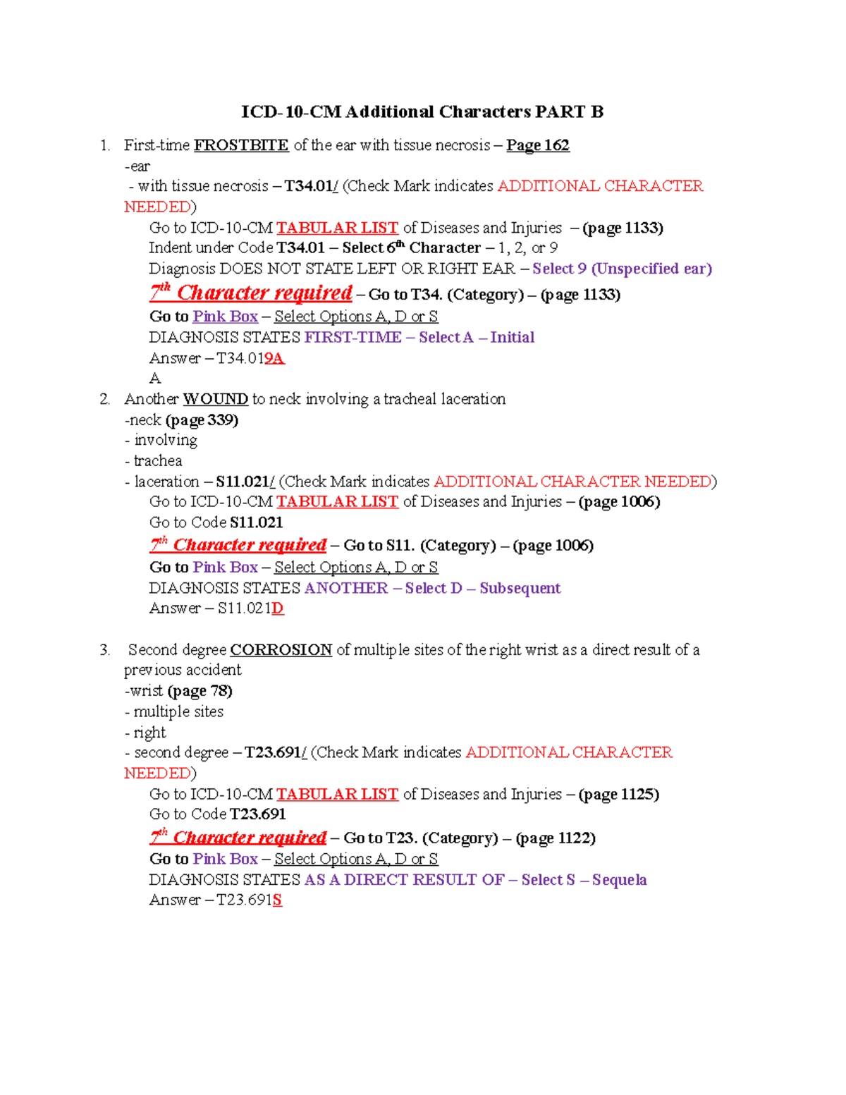 ICD10CM Additional 7th Digits Explanations PART B ICD10CM