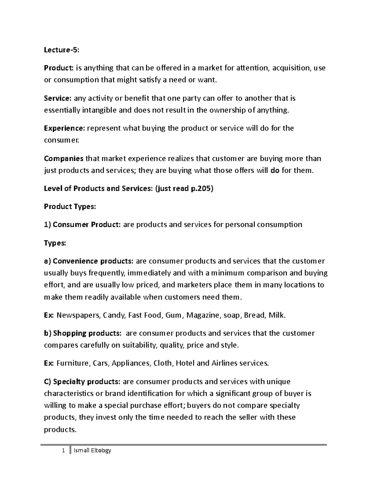 Lecture notes, lecture 5 - Lecture-5: Product: is anything that can be ...