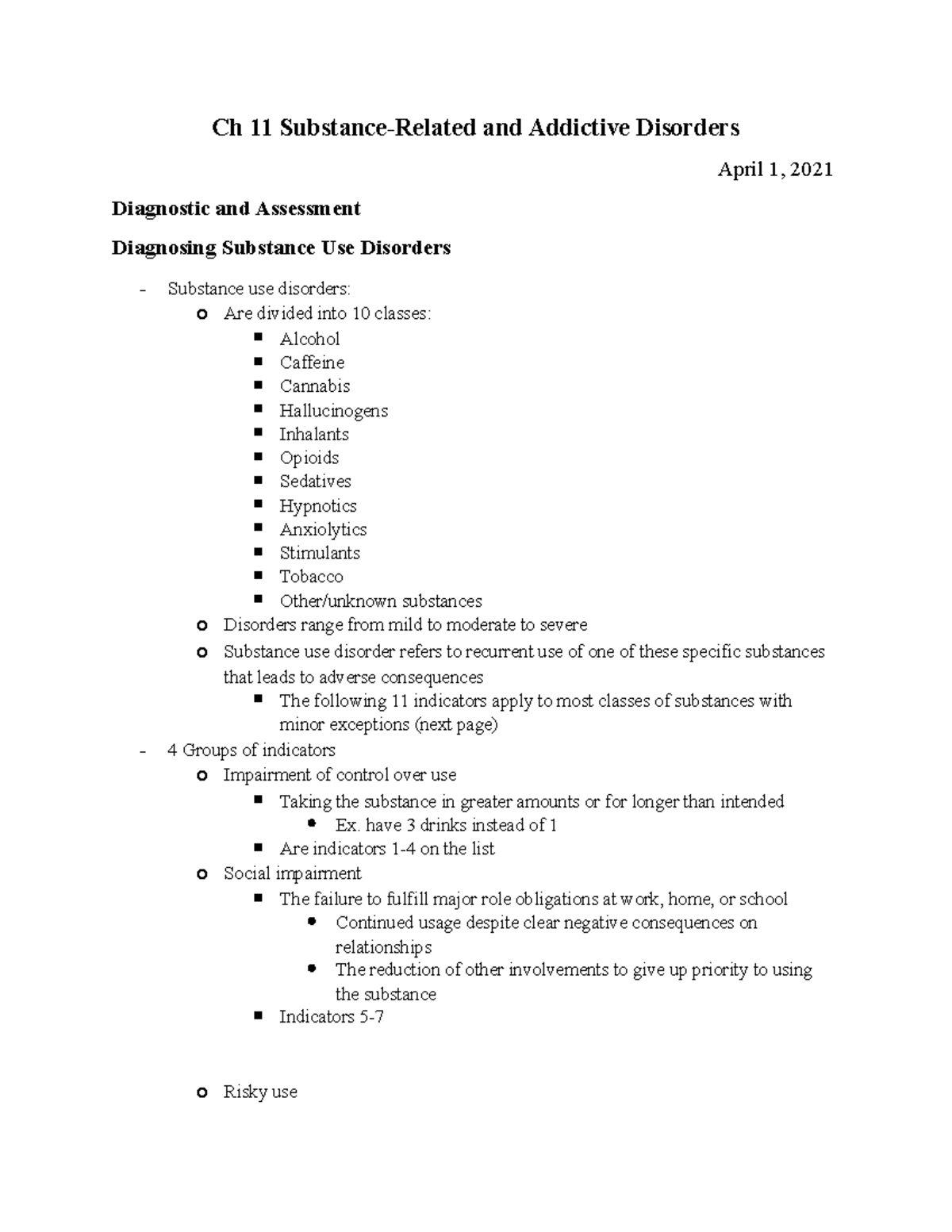 Chapter 11 Substance Disorders - Ch 11 Substance-Related And Addictive ...