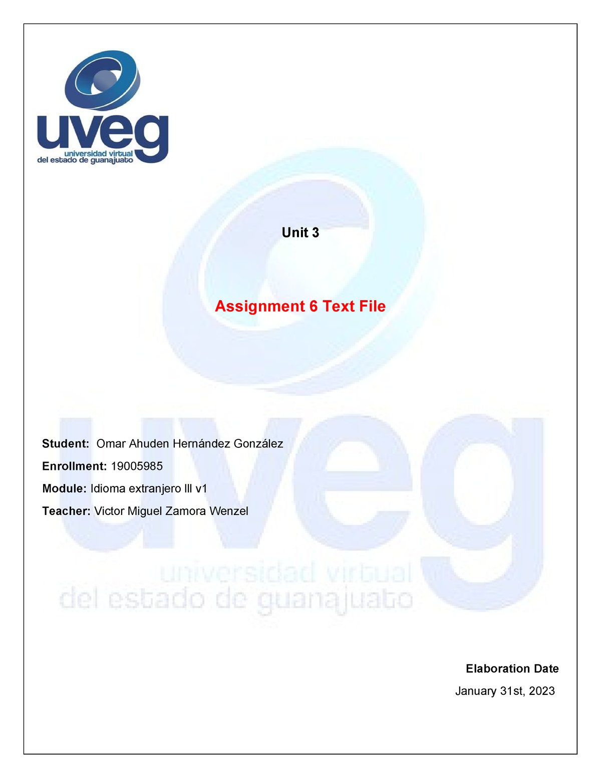 assignment 6 text file