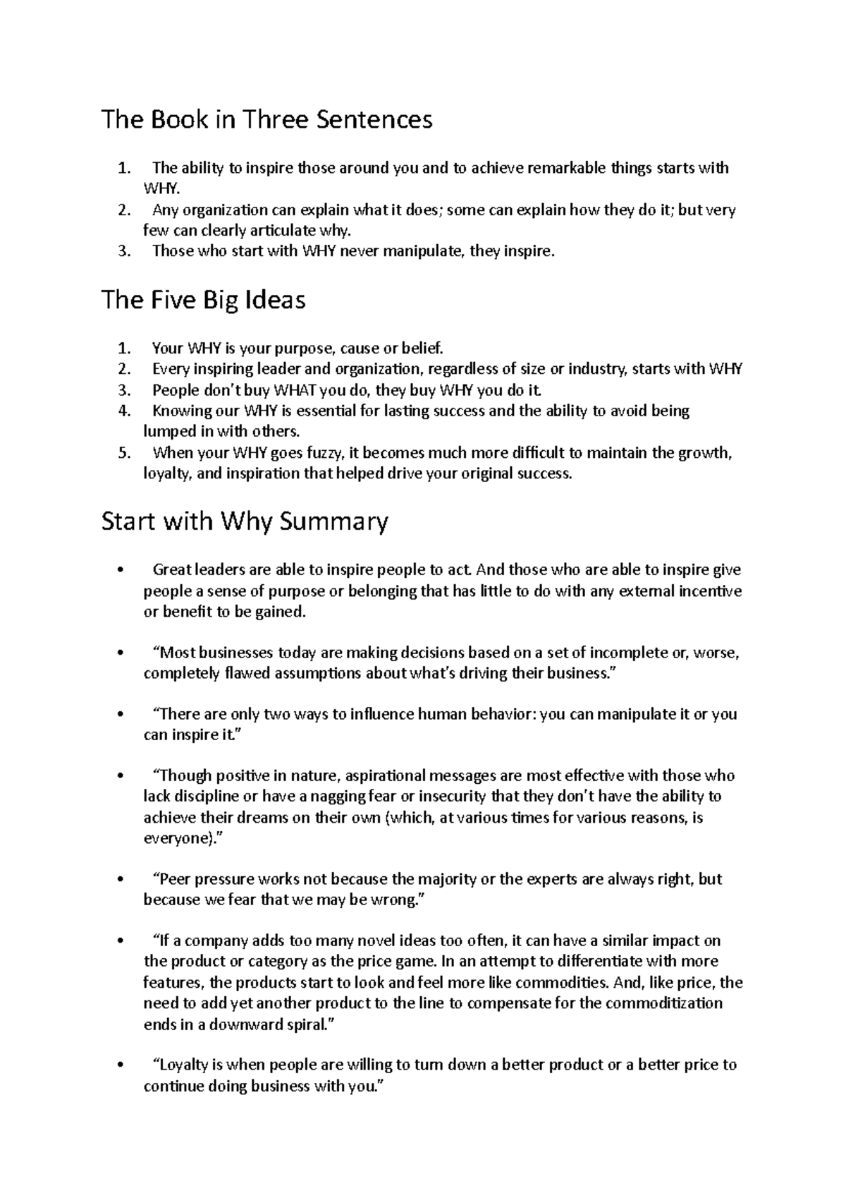 The Book in Three Sentences Start With Why The Book in Three