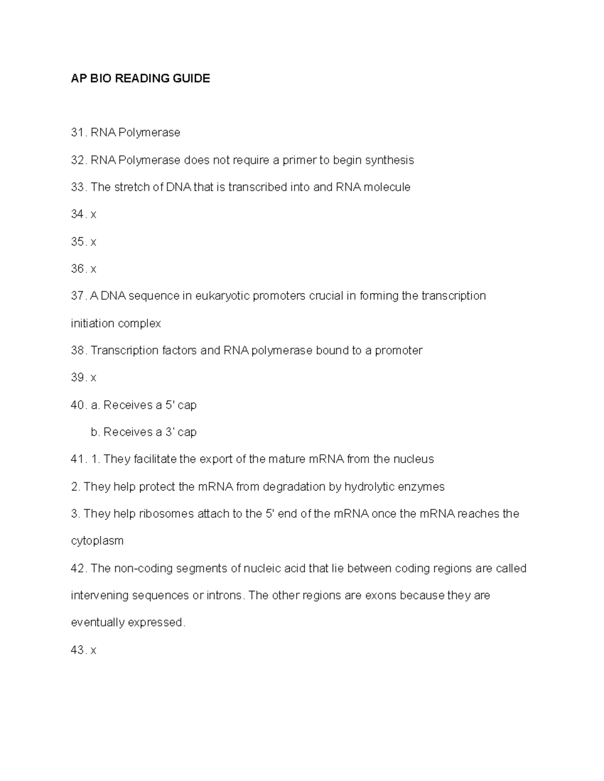 BIO Reading Guide towson university AP BIO READING GUIDE RNA