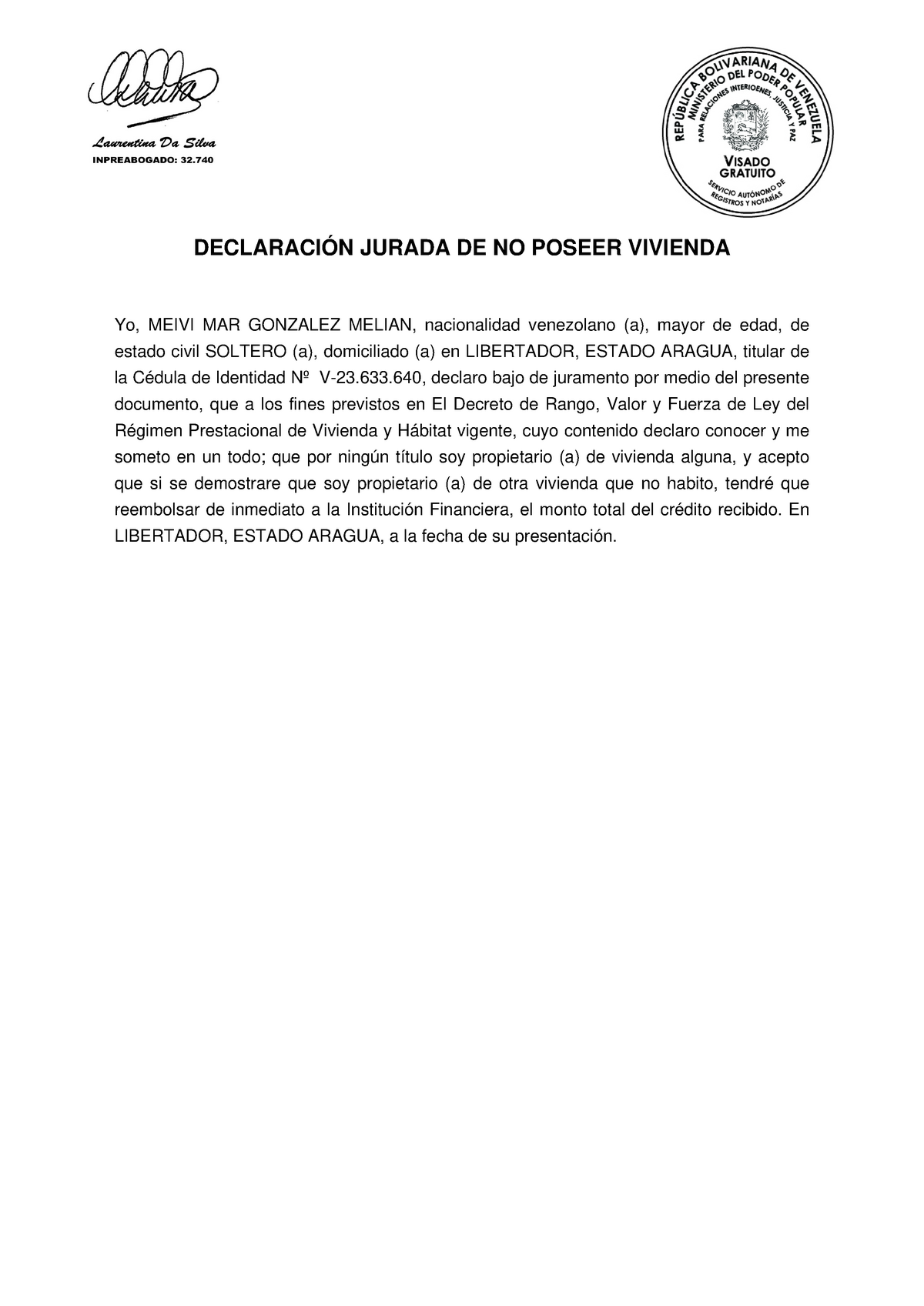 Introducir 92 Imagen Modelo De Declaracion Jurada De No Poseer Vivienda Abzlocalmx 9401