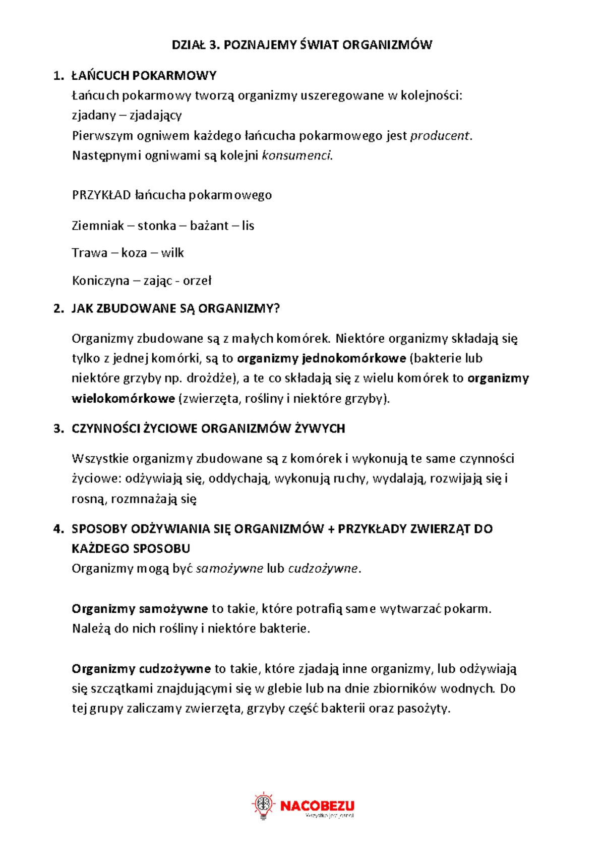 Dzia3Poznajemyswiatorganizmow - DZIAŁ 3. POZNAJEMY ŚWIAT ORGANIZMÓW 1