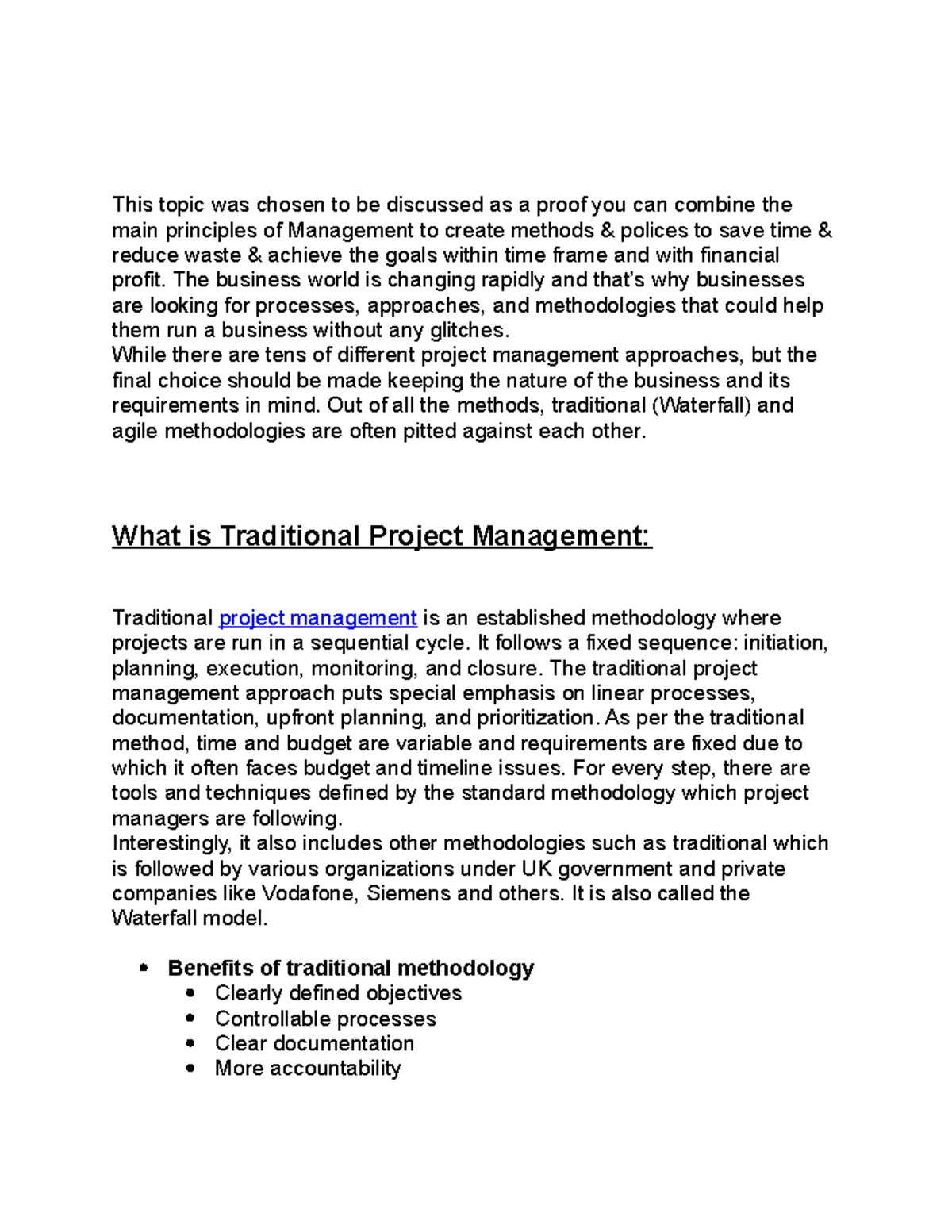 Traditional vs Agile Project Management Methods 11 - This topic was 