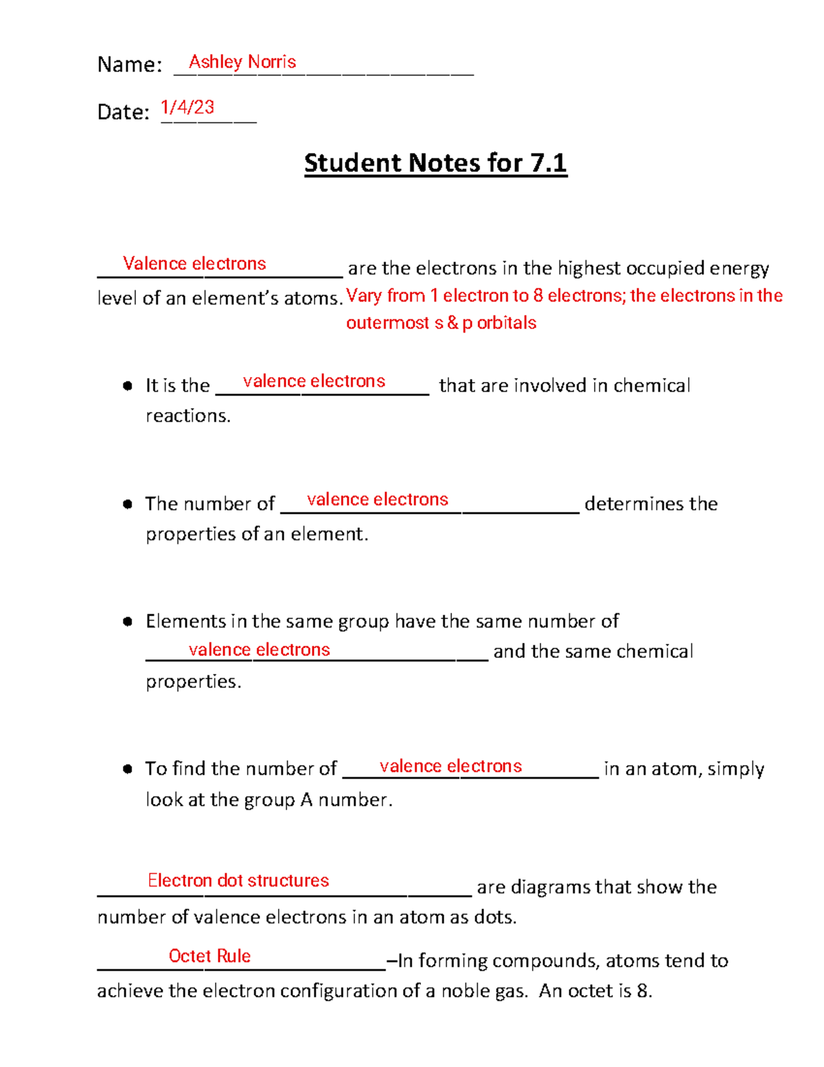 Student Notes for 7.1 notes - Name: _________________________ Date ...