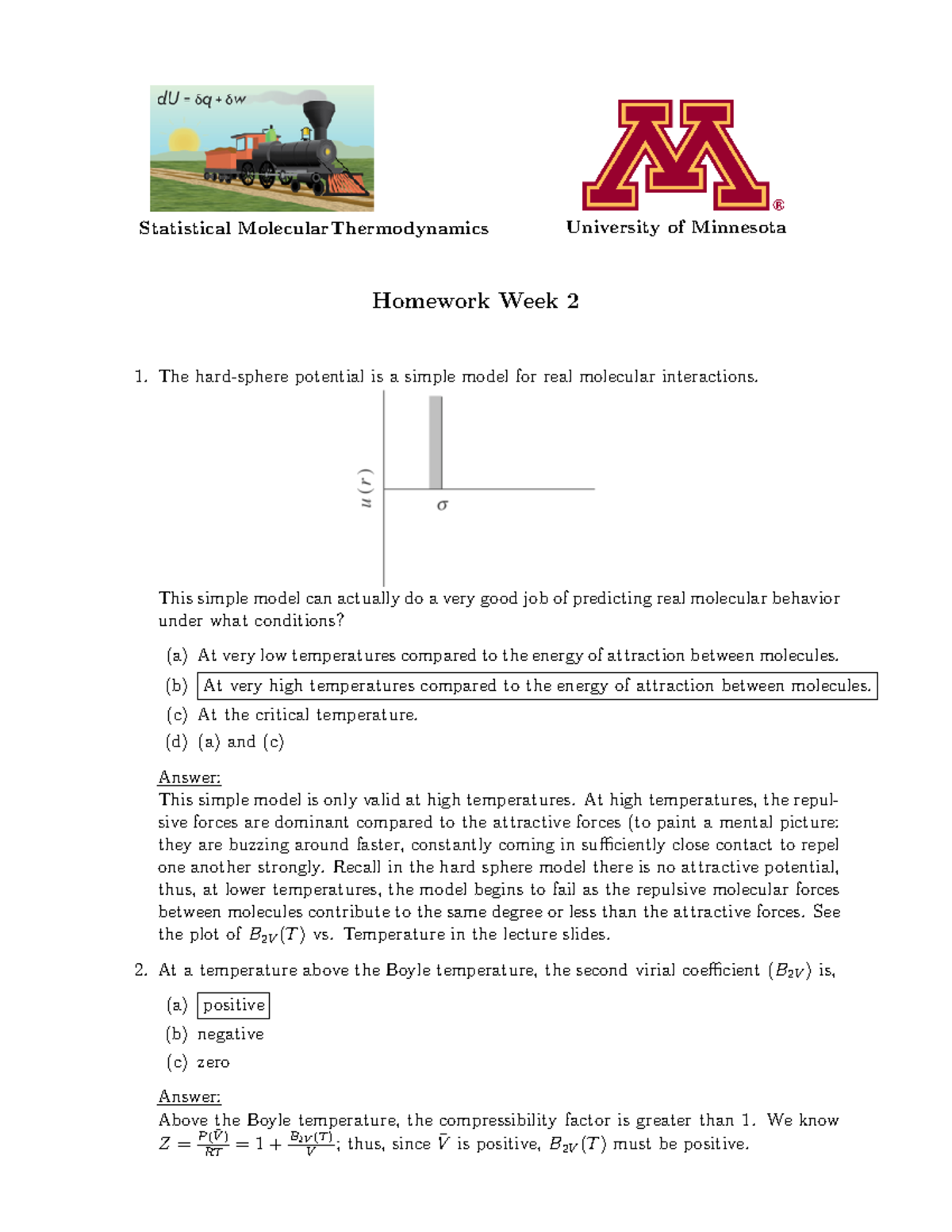 statistical thermodynamics homework