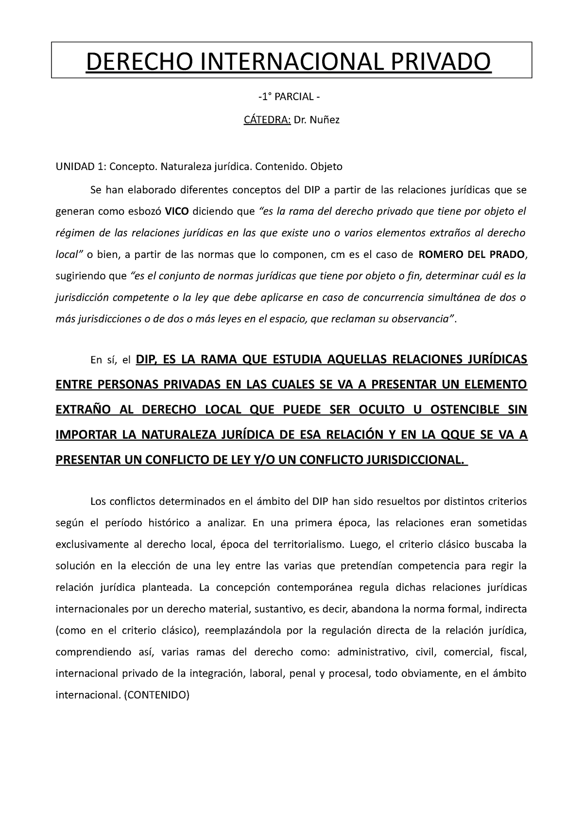 Privado 1p - Resumen - DERECHO INTERNACIONAL PRIVADO -1° PARCIAL ...