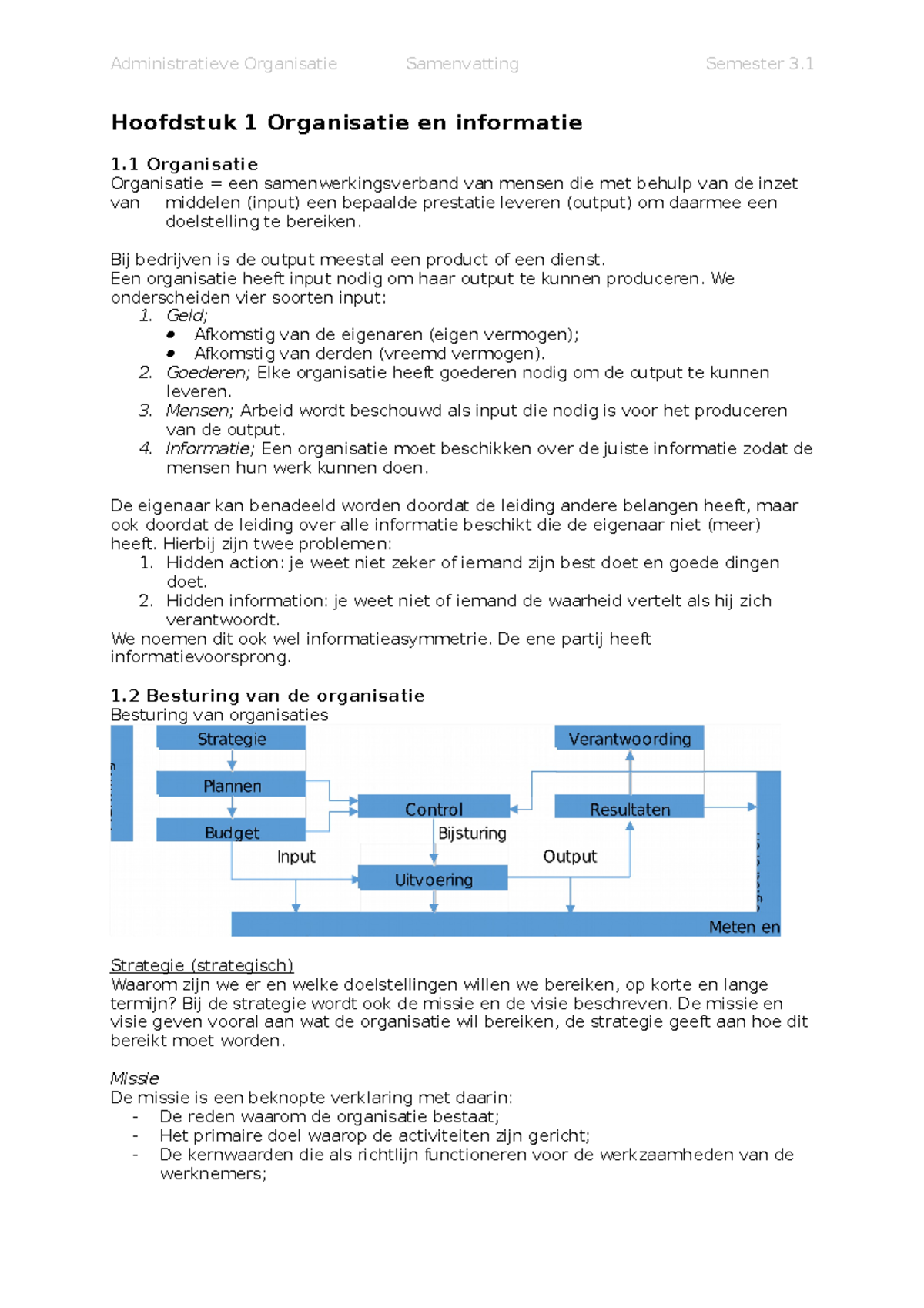 Samenvatting AO - Administratieve Organisatie Samenvatting Semester 3 ...