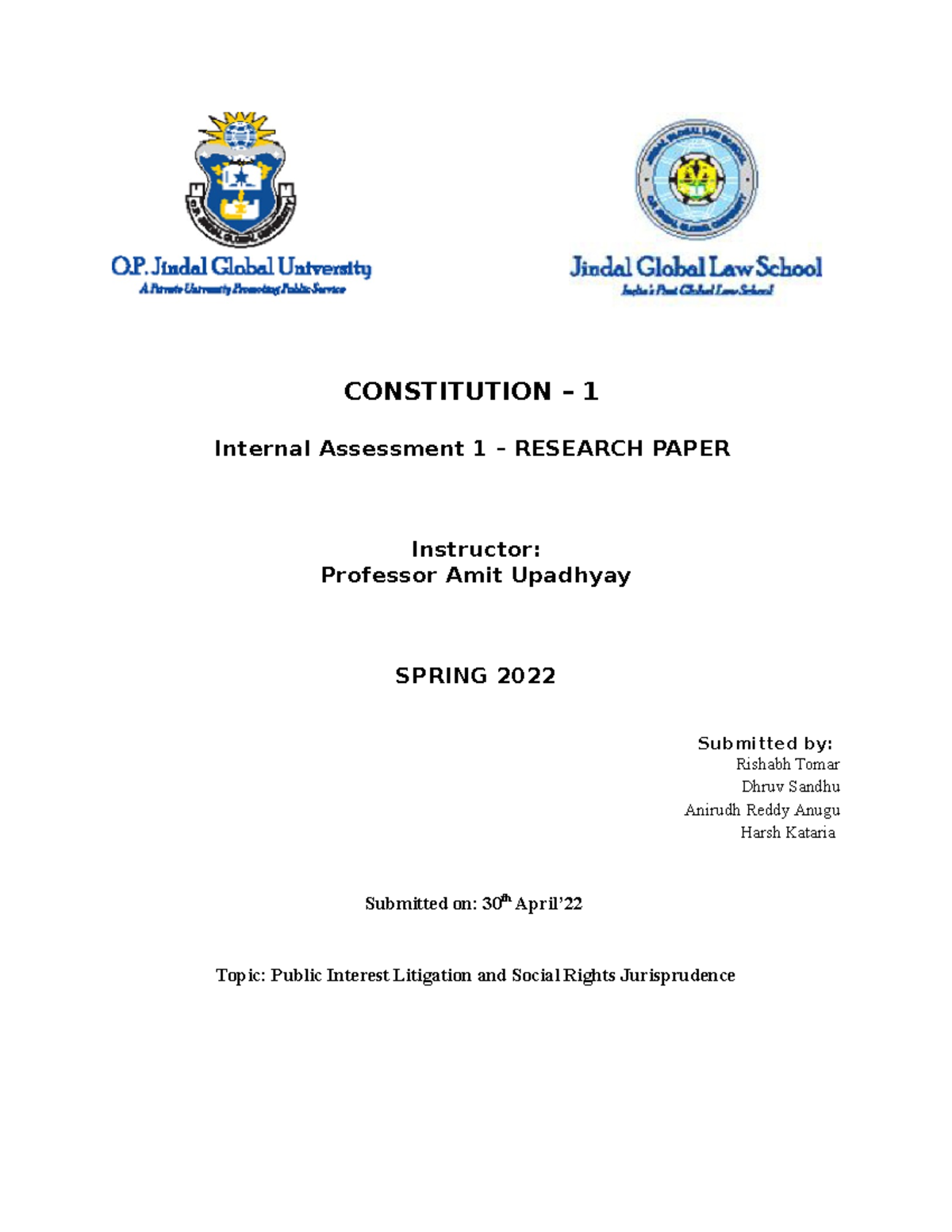 Public Interest Litigation and Judicial Overreach - CONSTITUTION – 1 ...