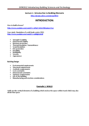 Tutorial 1 Cert FM - Introduction to Building Elements - Tutorial 1 ...