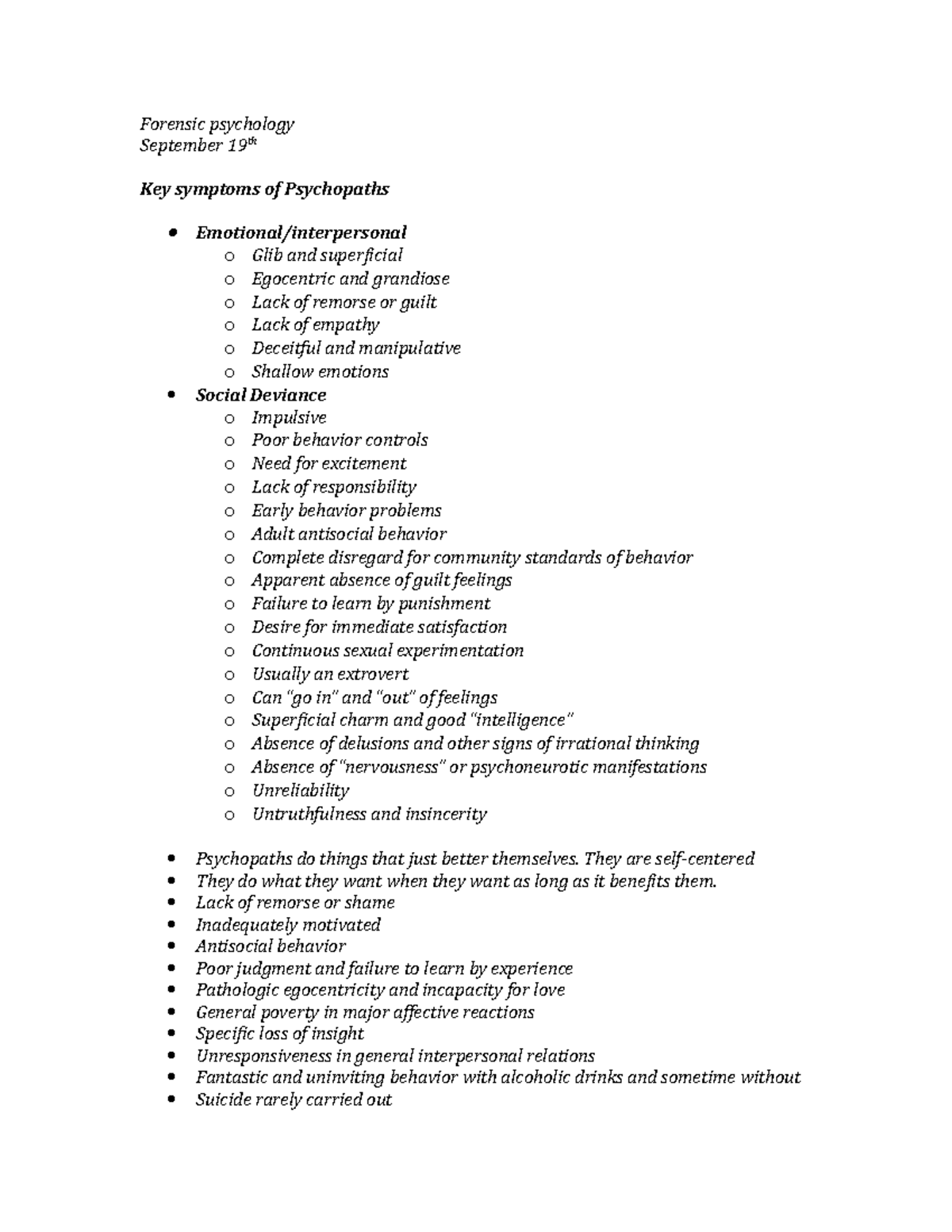 Forensic psychology notes - Forensic psychology September 19th Key ...