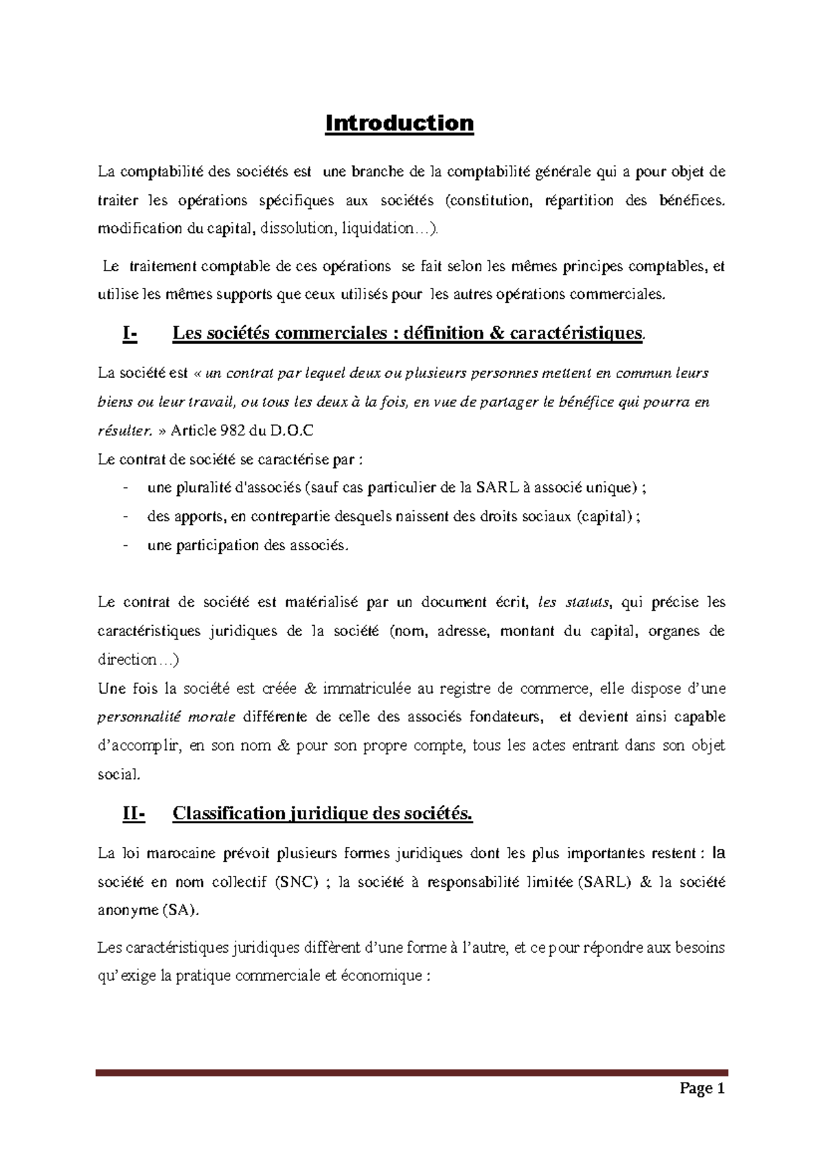 Cours Comptabilité des Sociétés S4 - Introduction La comptabilité des ...
