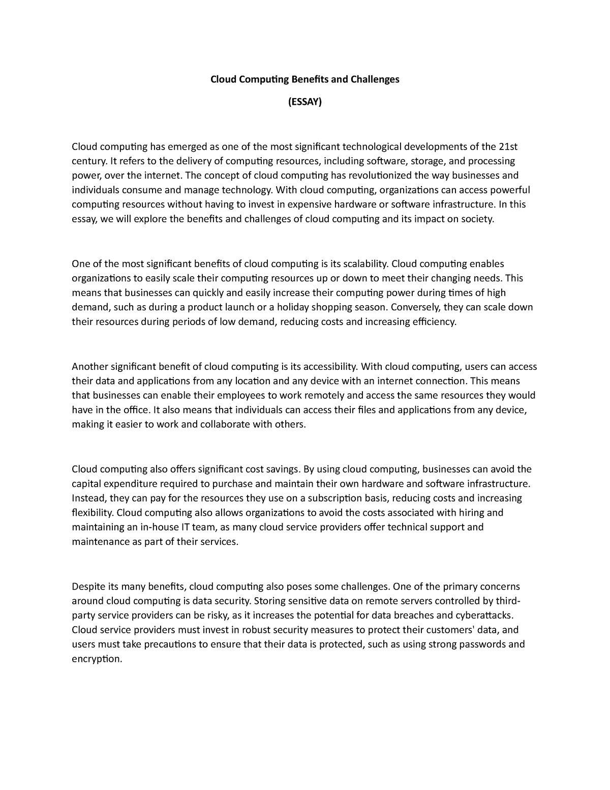 cloud computing essay pdf