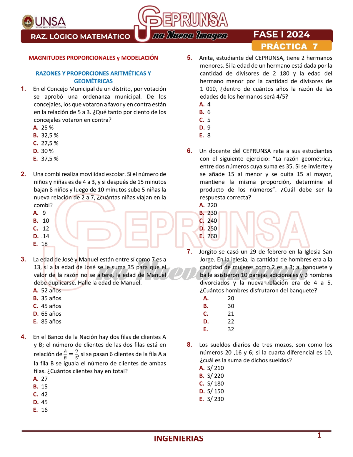 13. P7 (I) RAZ. Logico Matematico Ceprunsa I FASE 2024 - Derecho Romano ...