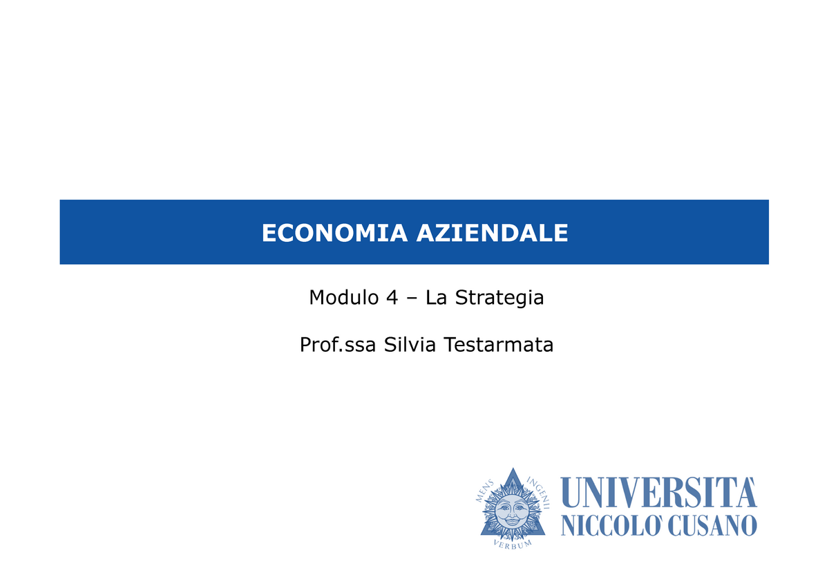 Slide Del 4 Modulo Di Economia Aziendale Economia Aziendale Modulo 4 La Strategia Prof 8808