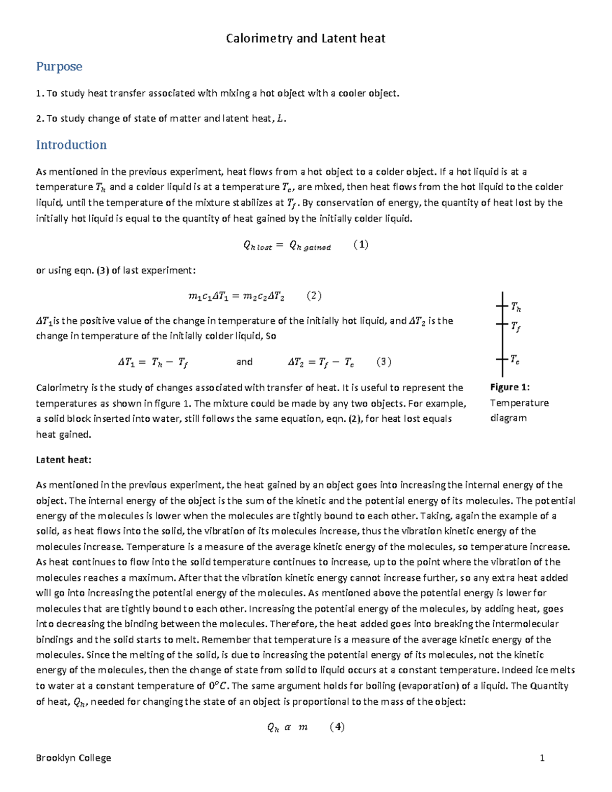 Lab 9 Phys1005exp9CalorimetryandLatentheat 082320 Brooklyn