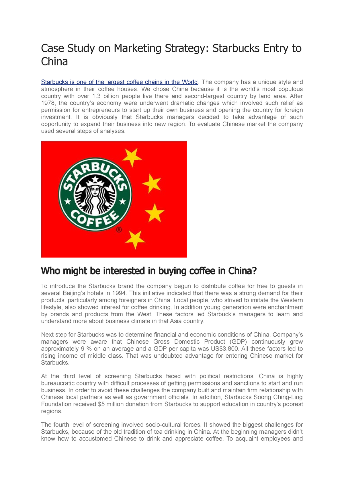 starbucks china case study