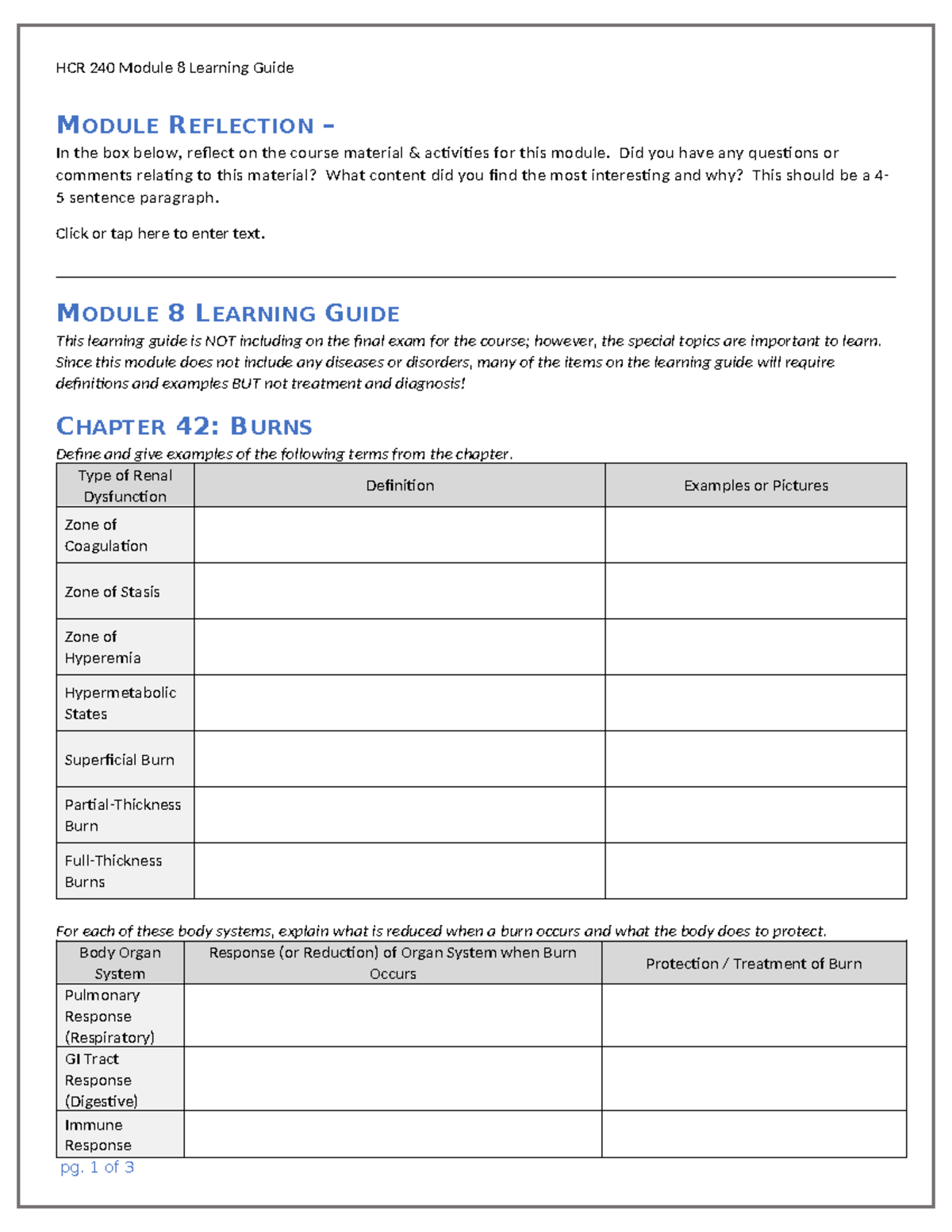 HCR 240 Module 8 Learning Guide - HCR 240 Module 8 Learning Guide ...