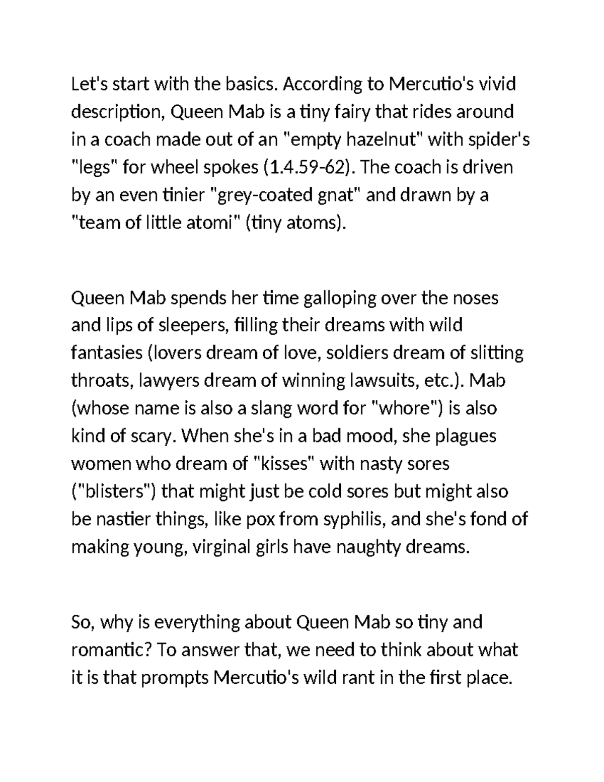 Queen mab speech explaination - Let's start with the basics. According ...