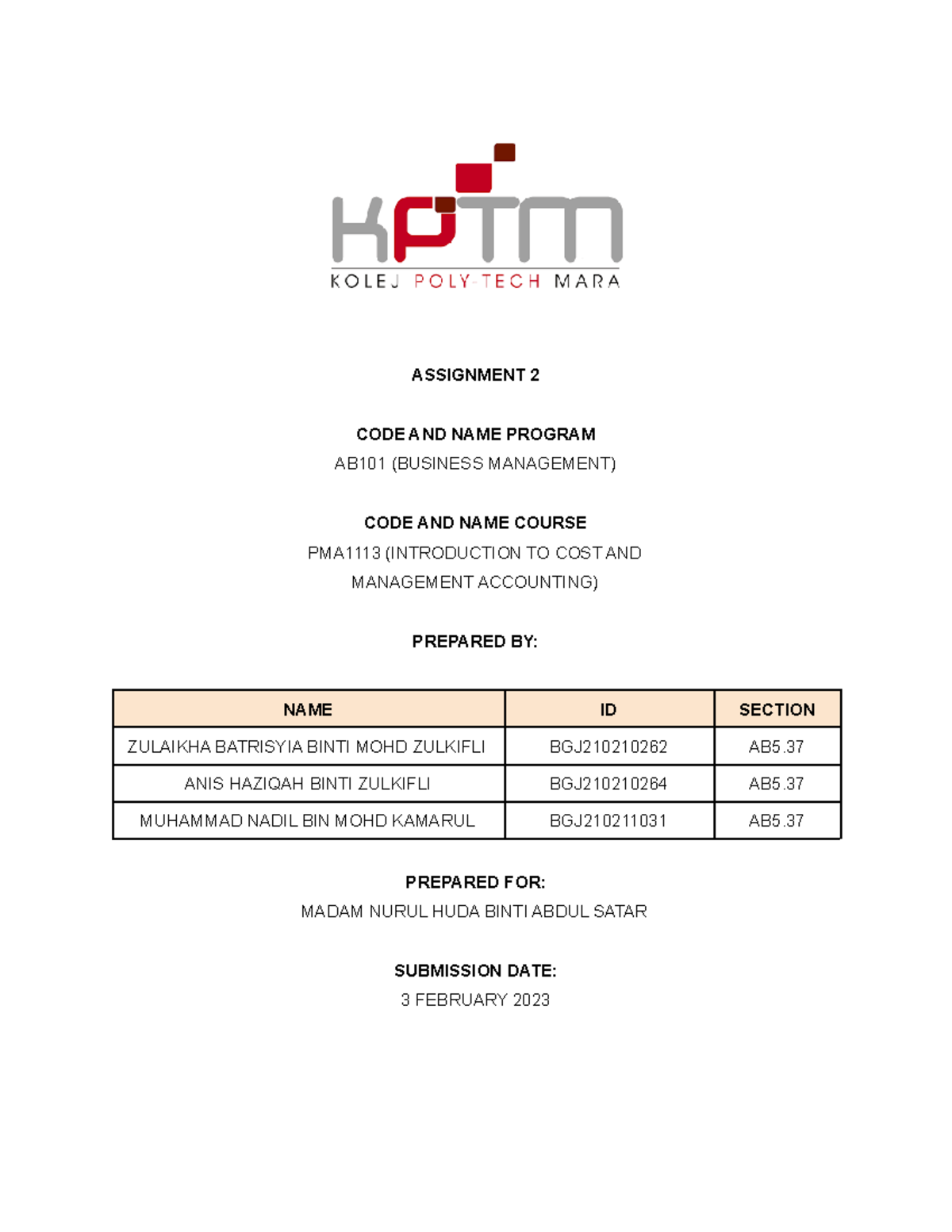 Assignment ACC SET F - gg hope u guys enjoy - ASSIGNMENT 2 CODE AND ...