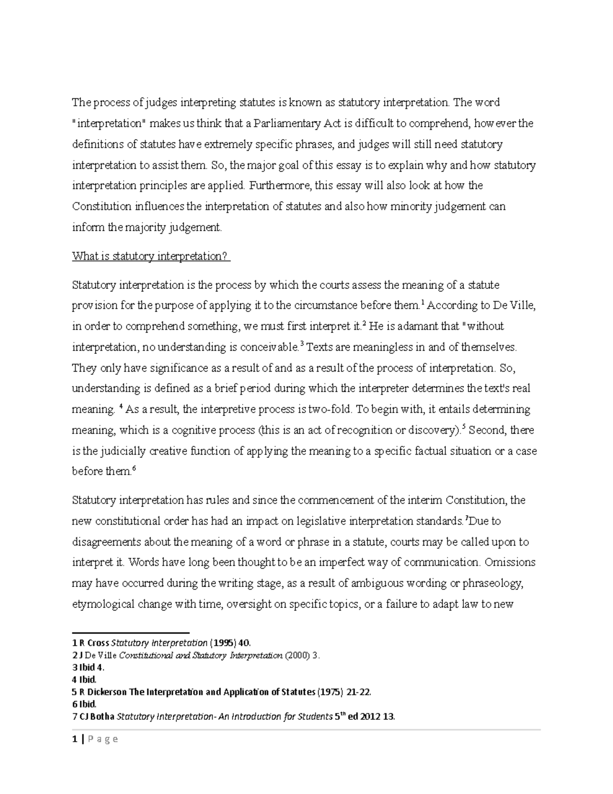 Statutory Interpretation Assignment The process of judges