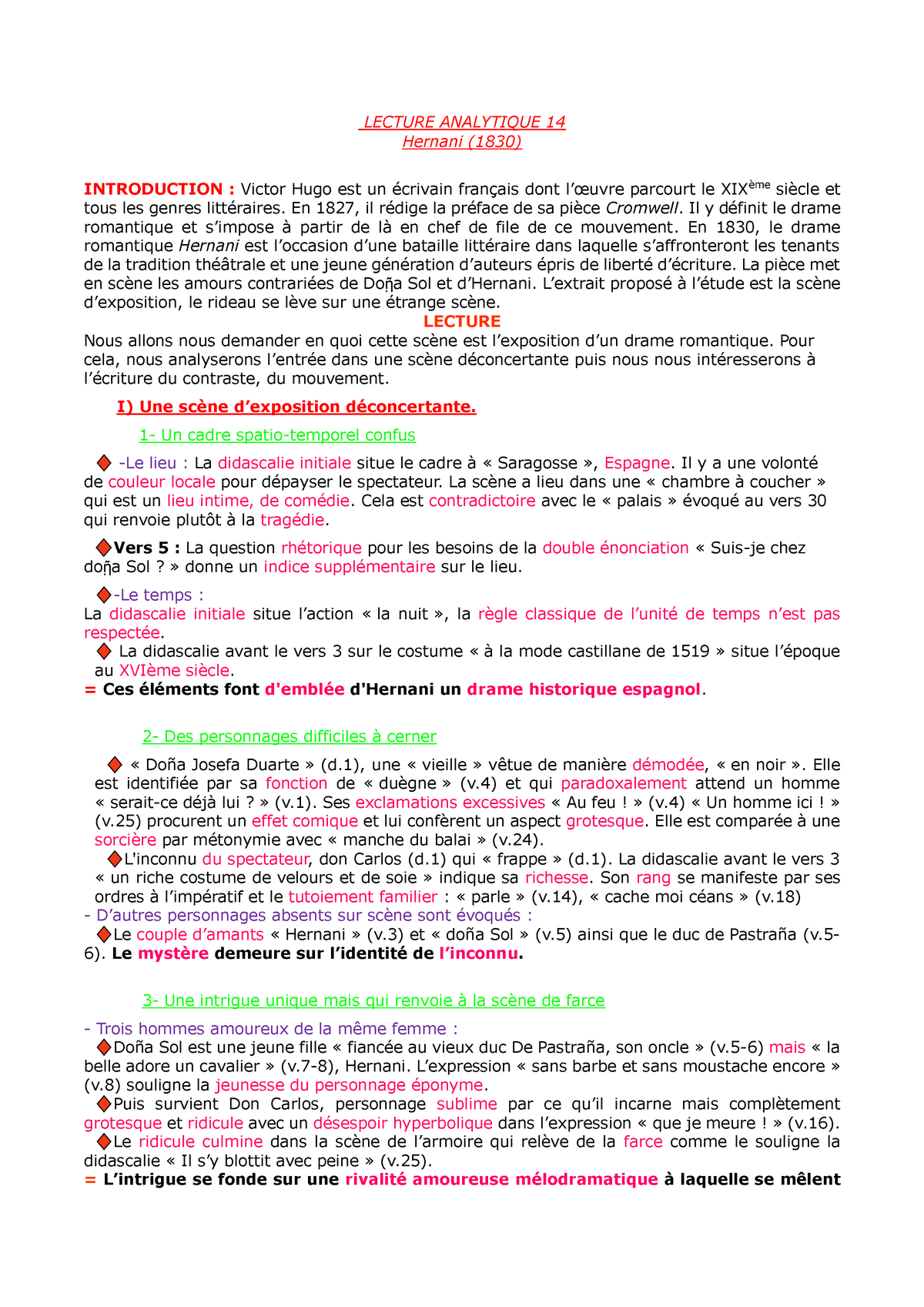 Lecture Analytique 14 Hernani (1830) - LECTURE ANALYTIQUE 14 Hernani ...