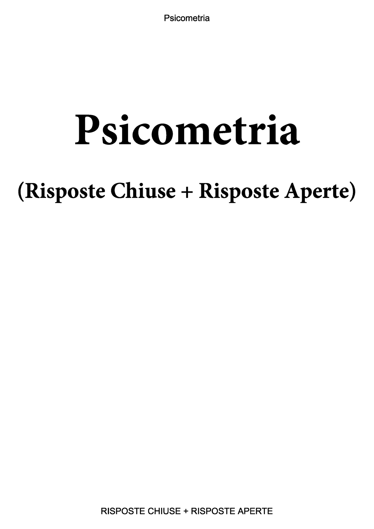 Psicometria-paniere-compilato Domande Chiuse - Scienze E Tecniche ...