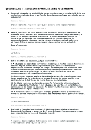 Questionário II – Planejamento Educacional - QUESTIONÁRIO II ...