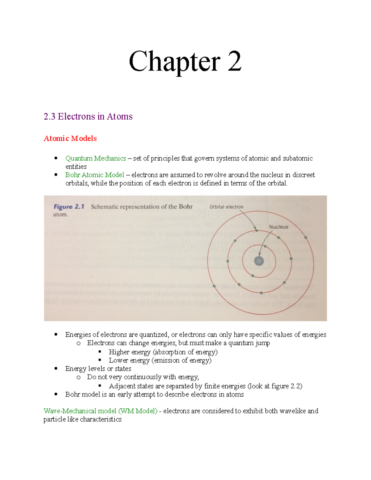 Chapter 2 - Lecture notes 2 - Chapter 2 2 Electrons in Atoms Atomic ...