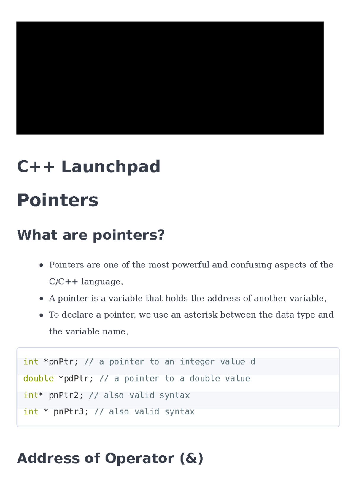 Pointers - C++ Launchpad Pointers What are pointers? Pointers are one ...