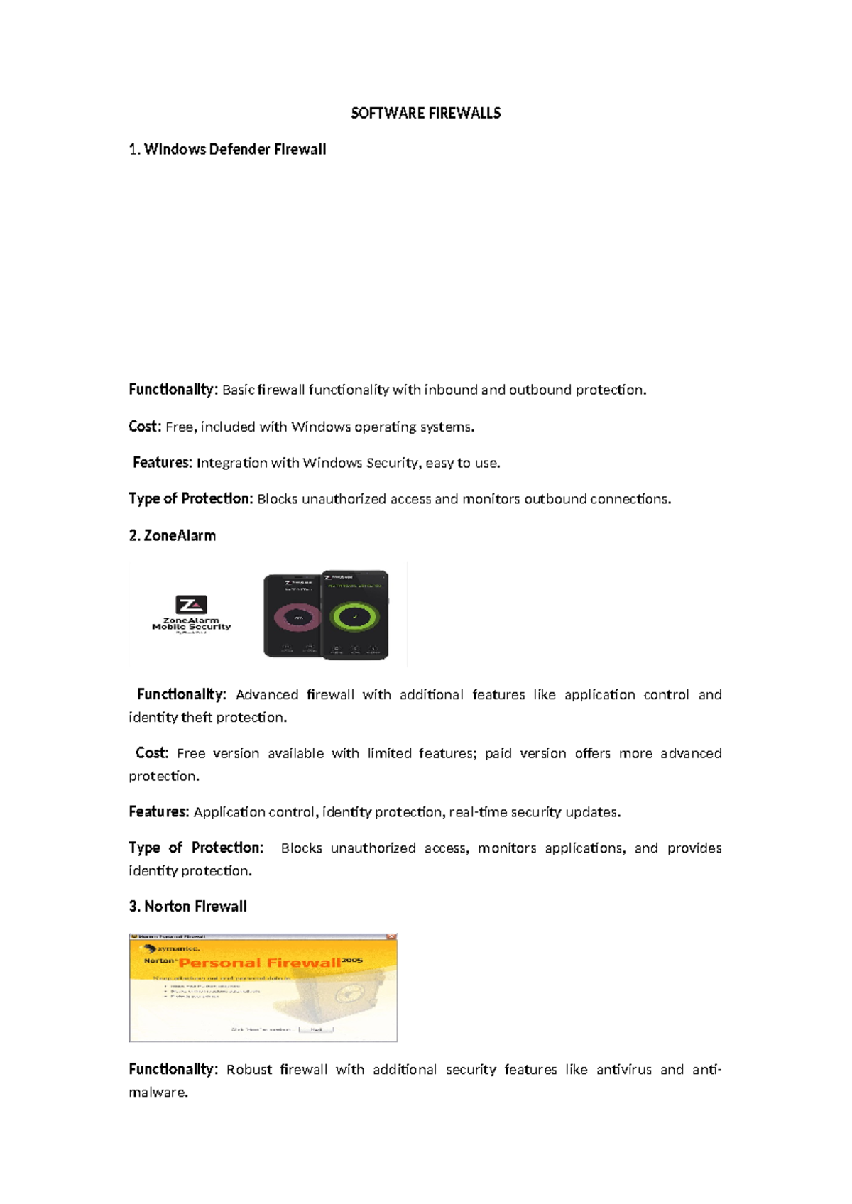Assessment-3 Networking - SOFTWARE FIREWALLS 1. Windows Defender ...