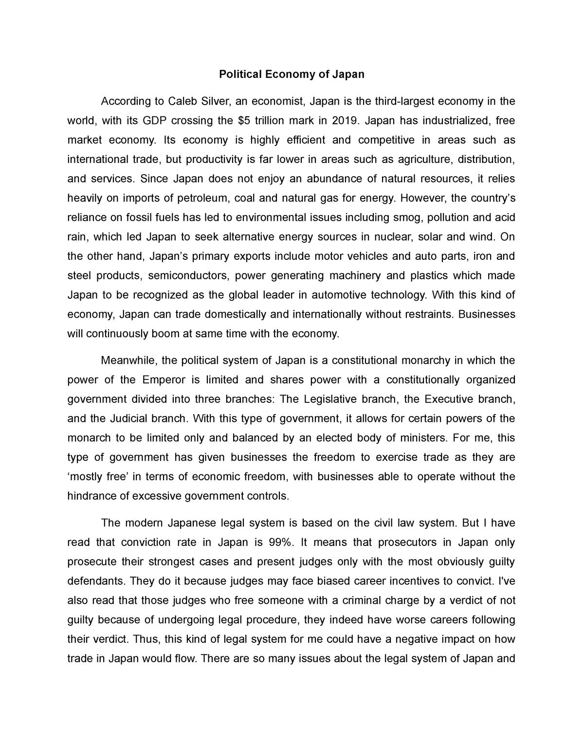 essay on japanese economy