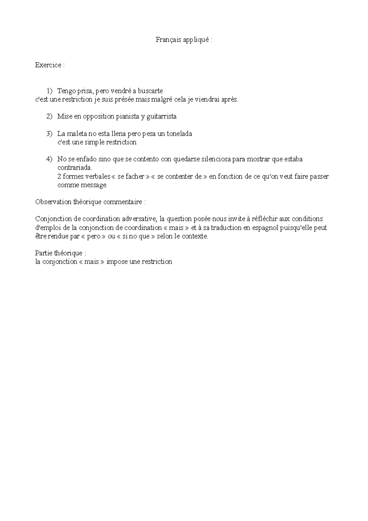 Exercice français appliqué Français appliqué Exercice c'est une