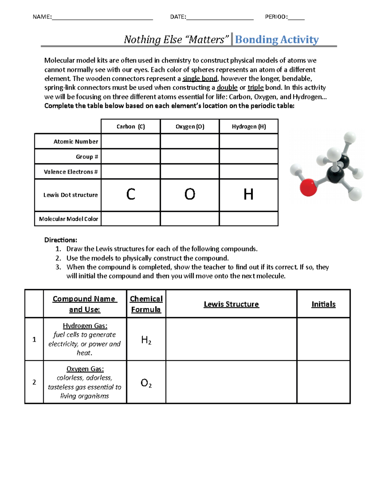 Nothing Else Matters Bonding Activity Nothing Else “Matters” Bonding