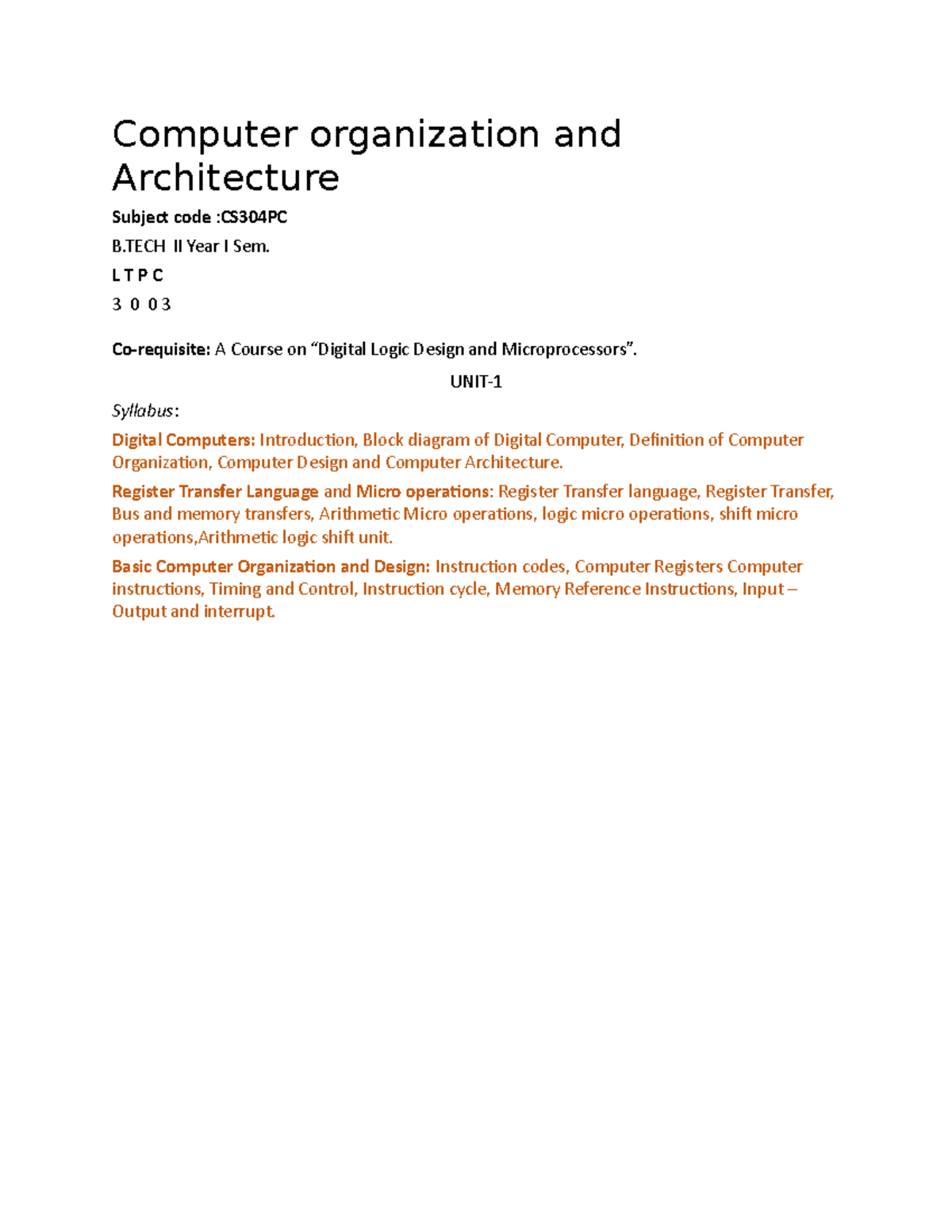 Unit -1 (microoperations) - Computer organization and Architecture ...