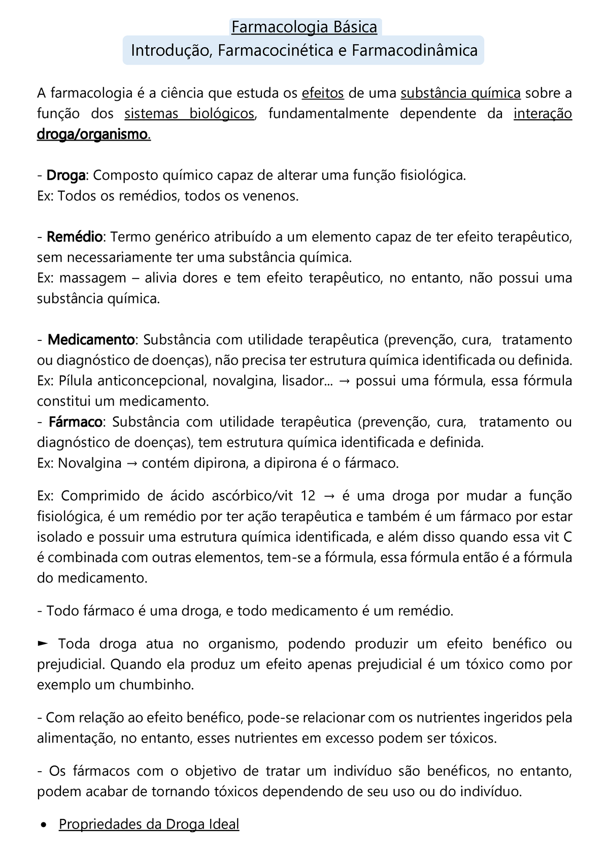 Farmacologia BÃ¡sica - Farmacologia Básica Introdução, Farmacocinética ...