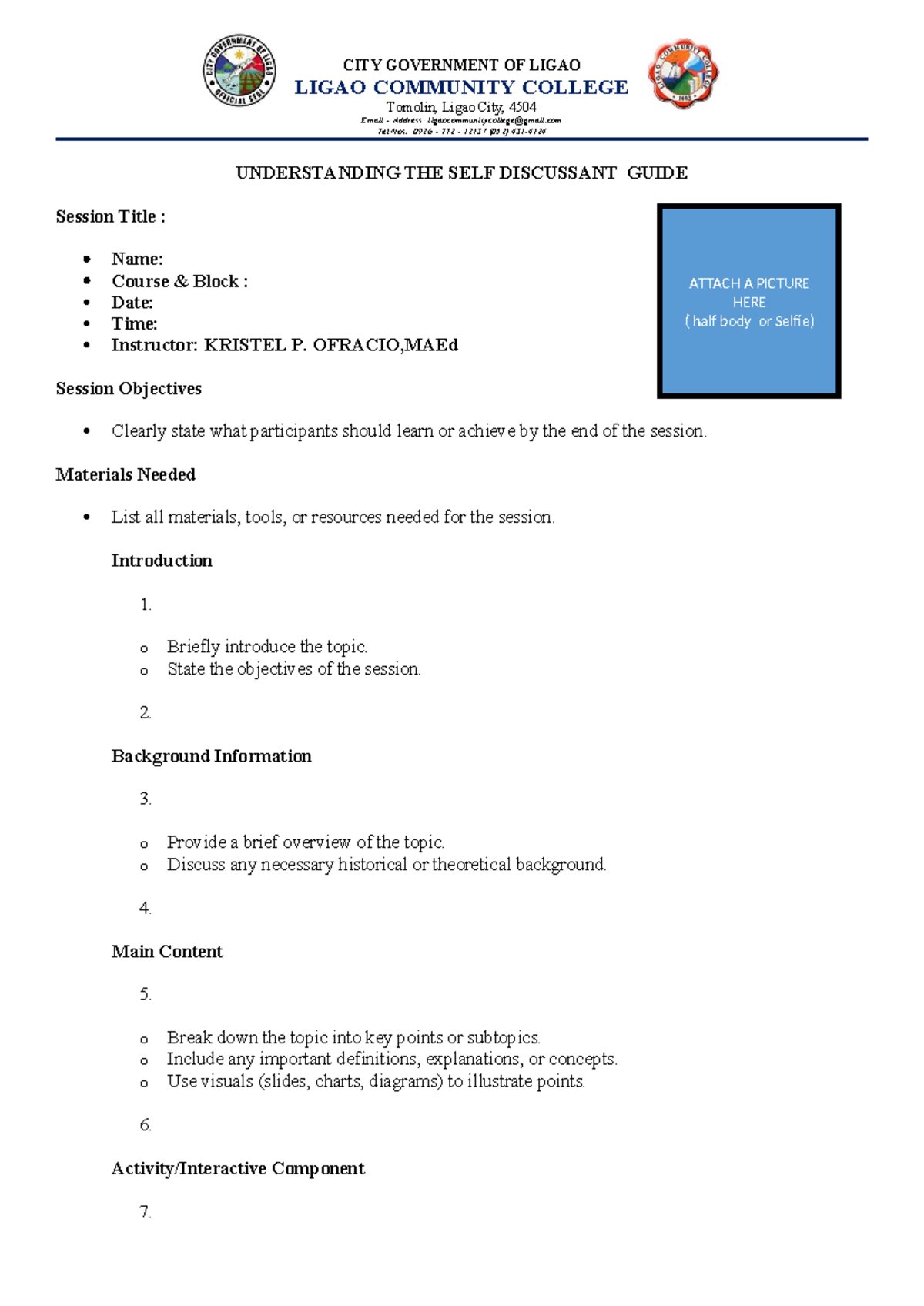 Understanding THE SELF Discussant Guide - CITY GOVERNMENT OF LIGAO ...