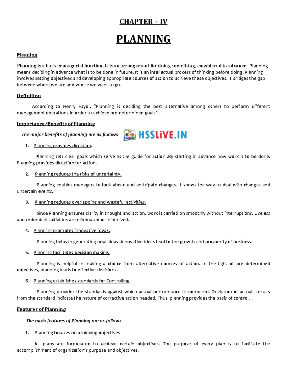 Hsslive-xii-bs-chapter 4 Planning-signed - CHAPTER – IV PLANNING ...