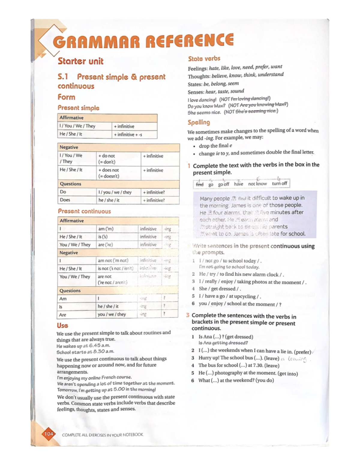 Grammar Reference - workbook - Inglés I - Studocu