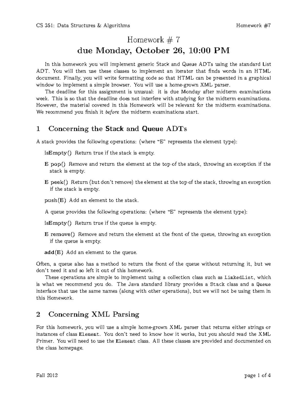 Homework 7 - Homework # 7 due Monday, October 26, 10:00 PM In this ...