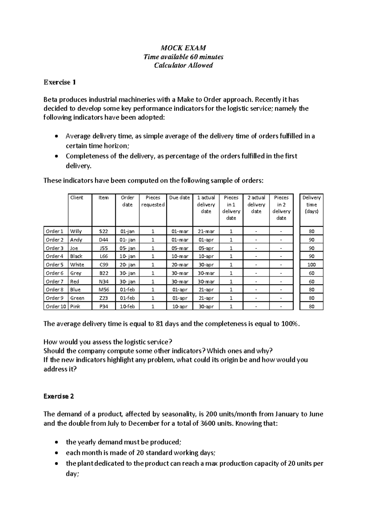 Mock exam Attendance - MOCK EXAM Time available 60 minutes Calculator ...