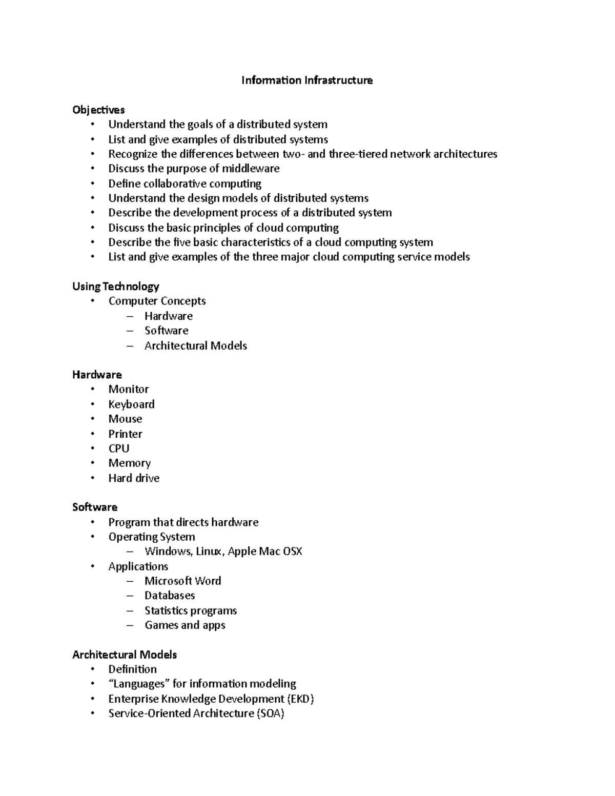 Health Information Chapter 4 - Information Infrastructure Objectives ...