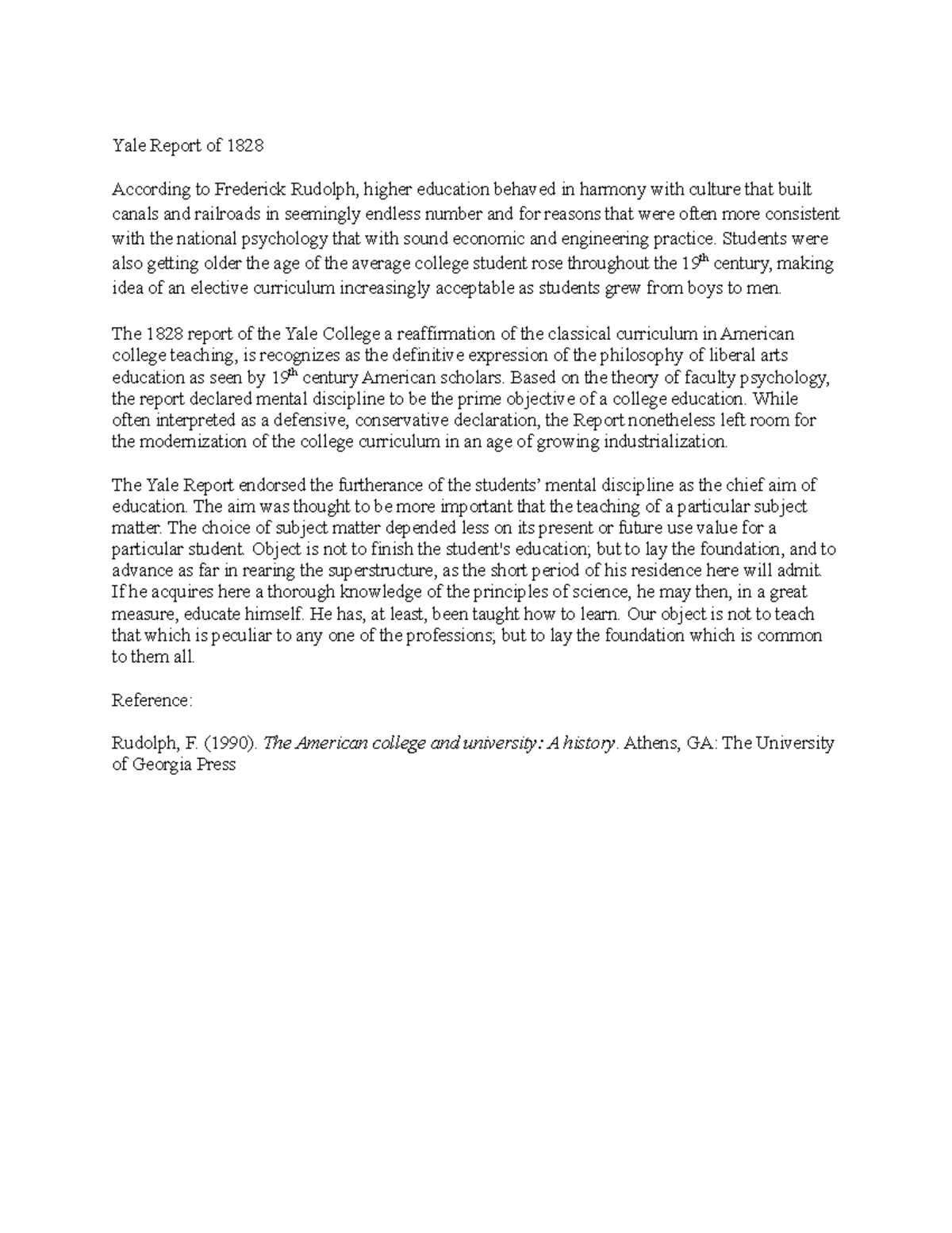 Yale report Students were also getting older the age of the average