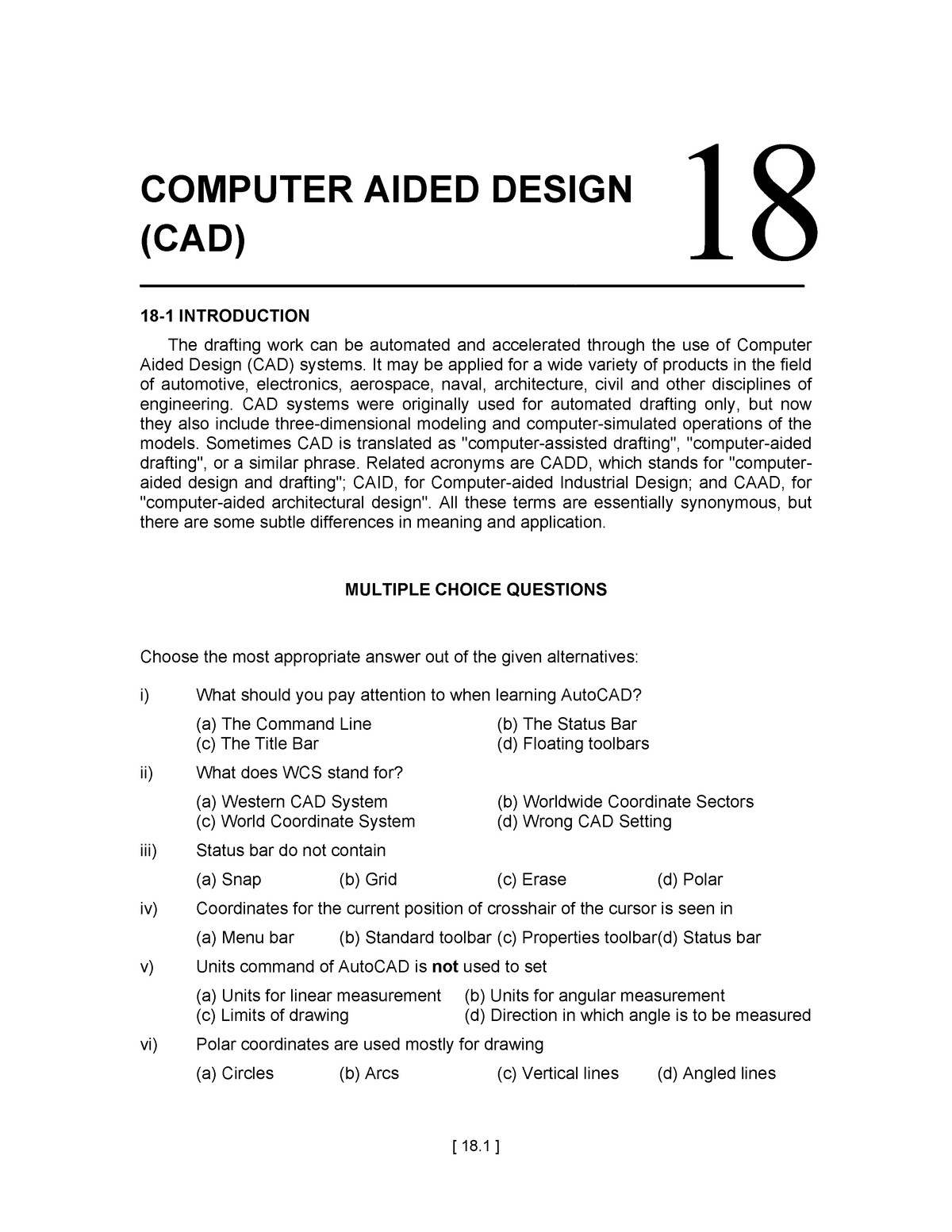 Cad Cam Mcq For Mechanical Engineering Department - [ 18 ] COMPUTER ...