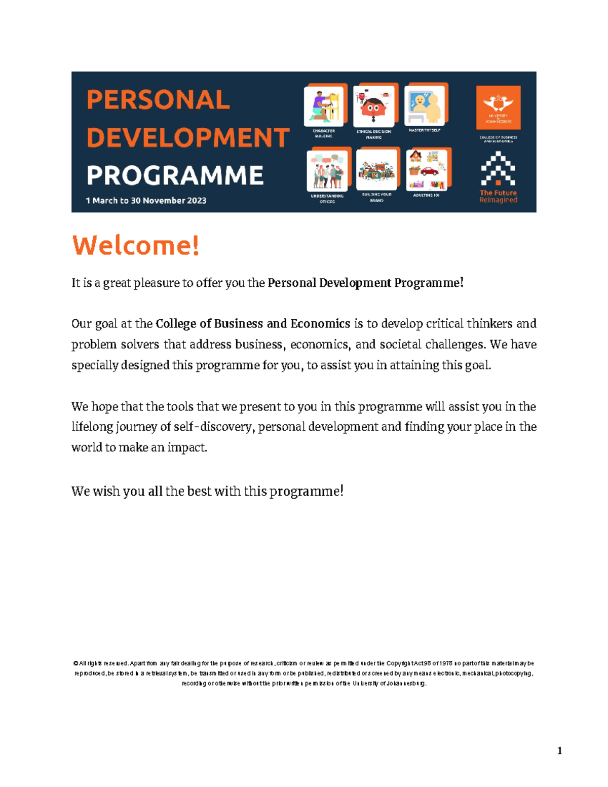 Personal Development Programme Guide 2022 - Welcome! It is a great ...