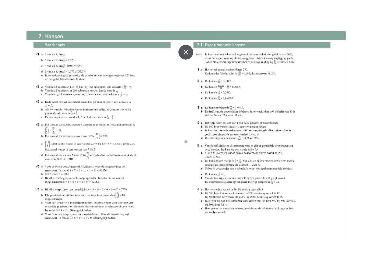 Uitwerkingen H7 Kansen - Wiskunde A - Studeersnel