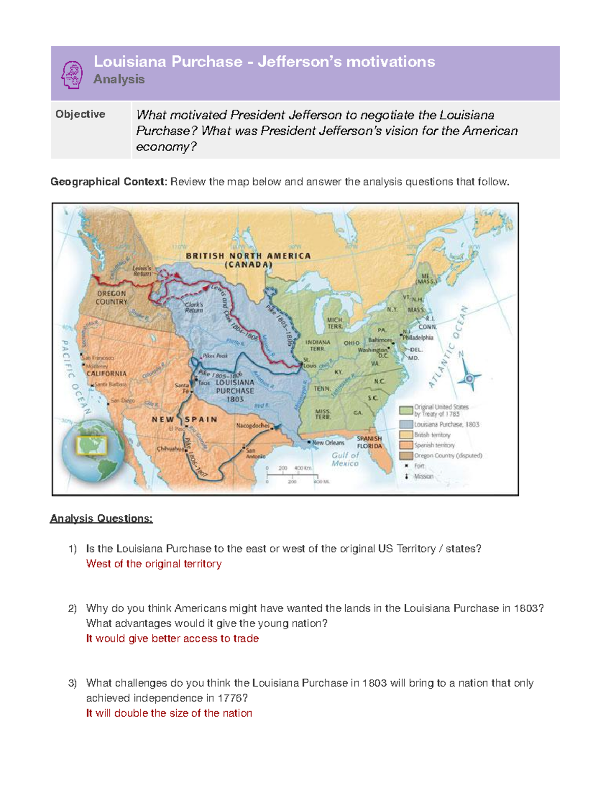 thesis statement about the louisiana purchase